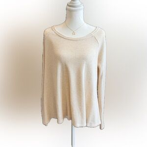We The Free Cream Long Sleeve Waffle Knit Top